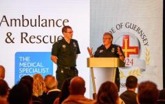 Pic supplied by Andrew Le Poidevin, 19-10-2024. The 2024 Guernsey Press Pride of Guernsey Awards night at St Pierre Park Hotel.
Emergency Hero of the Year Award sponsored by the Medical Specialist Group.
Winner Ambulance & Rescue.