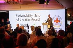 Pic supplied by Andrew Le Poidevin, 19-10-2024. The 2024 Guernsey Press Pride of Guernsey Awards night at St Pierre Park Hotel.
Sustainability Hero of the Year Award sponsored by Guernsey Energy.
Presented by Alex Parslow.