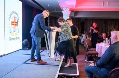 Pic supplied by Andrew Le Poidevin, 19-10-2024. The 2024 Guernsey Press Pride of Guernsey Awards night at St Pierre Park Hotel.
Sports Volunteer of the Year Award sponsored by Dominion.
Presented by Jason Le Roux.
Winner Jo Norman.