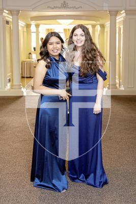 Picture by Sophie Rabey.  24-05-24.  Grammar School Sixth Form Prom 2024 at St Pierre Park.
Yvonne Lucban and Abbie Girrard (both 17).