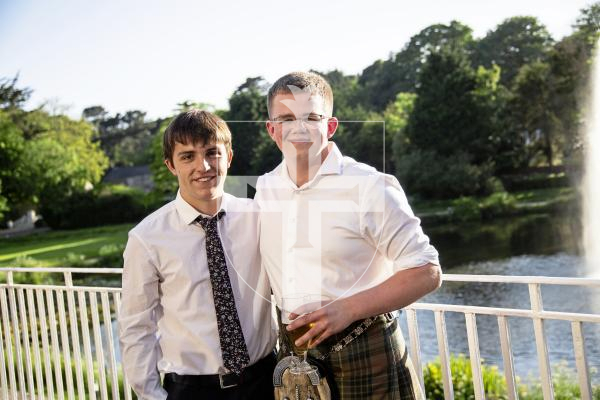 Picture by Sophie Rabey.  24-05-24.  Grammar School Sixth Form Prom 2024 at St Pierre Park.
L-R Jacob Le Messurier (17) and Robbie Stewart (18).
