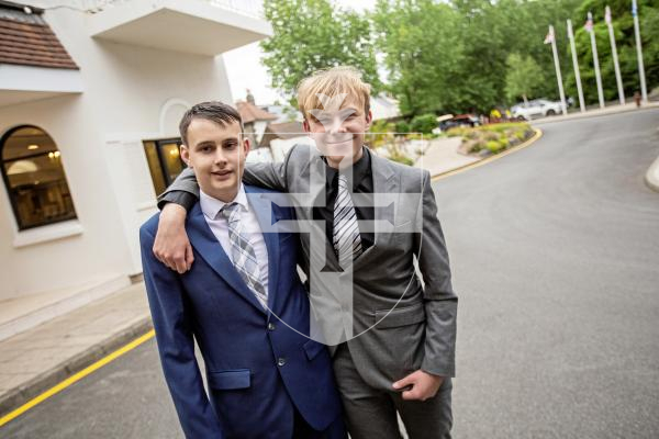 Picture by Sophie Rabey.  05-07-24.  La Mare De Carteret Prom at St Pierre Park.
Reece Knight (16) and Ethan Whitwam (16).