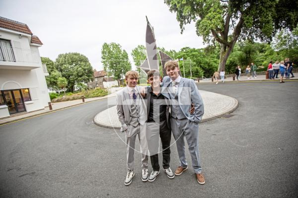 Picture by Sophie Rabey.  05-07-24.  La Mare De Carteret Prom at St Pierre Park.
L-R Alfie Worley, Jake Domaille and Lewis Buckholt (all 16)