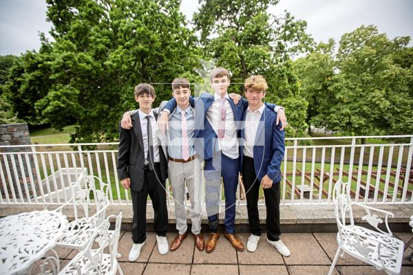 Picture by Sophie Rabey.  05-07-24.  La Mare De Carteret Prom at St Pierre Park.
L-R Tom Merrien (15), Kobi Morton (16), Fergus Aughton (15) and Daniel Pike (16).