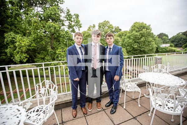 Picture by Sophie Rabey.  05-07-24.  La Mare De Carteret Prom at St Pierre Park.
L-R Sam Greenahalf (16), Zach Langlois (15) and Tyler Ogier (16).