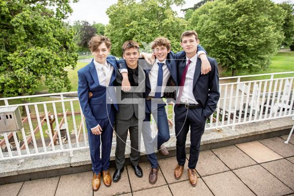 Picture by Sophie Rabey.  05-07-24.  La Mare De Carteret Prom at St Pierre Park.
L-R Railee Banford (16), Tom Billows (16), James Knight (15) and Charlie Hynes (16).