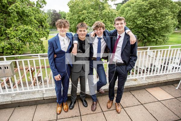 Picture by Sophie Rabey.  05-07-24.  La Mare De Carteret Prom at St Pierre Park.
L-R Railee Banford (16), Tom Billows (16), James Knight (15) and Charlie Hynes (16).