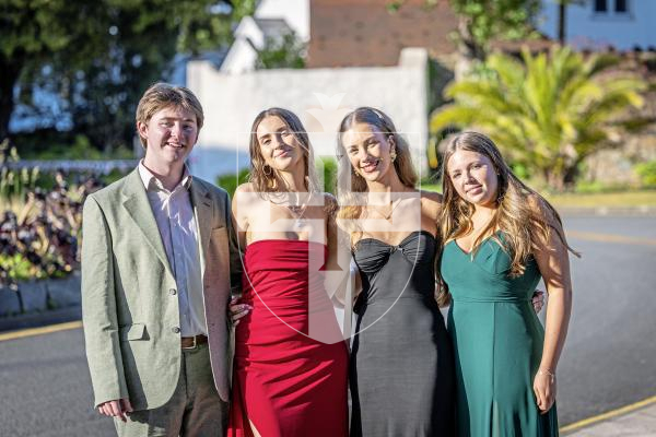 Picture by Sophie Rabey.  23-05-25.  Sixth Form Prom at St Pierre Park.
L-R Nico Branquet (18), Ellie Garland (18), Libbi Legg (17) and Kali Le Patourel (18).