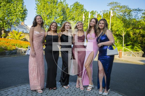 Picture by Luke Le Prevost. 26-05-23.
Grammar School Sixth Form Centre Prom at St Pierre Park Hotel. L-R Lana De Garis (18), Annabel Creed (17), Evie Sturgeon (18), Gracie King (18), Maisy Batiste (18) and Evelyn Stevens (17)