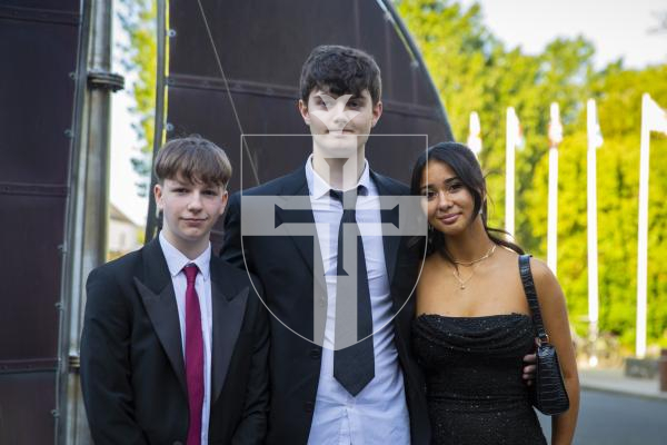 Picture by Luke Le Prevost. 26-05-23.
Grammar School Sixth Form Centre Prom at St Pierre Park Hotel. L-R James Gorbert, Travis Hutchins and Natalee Le Galloudec (all 18)