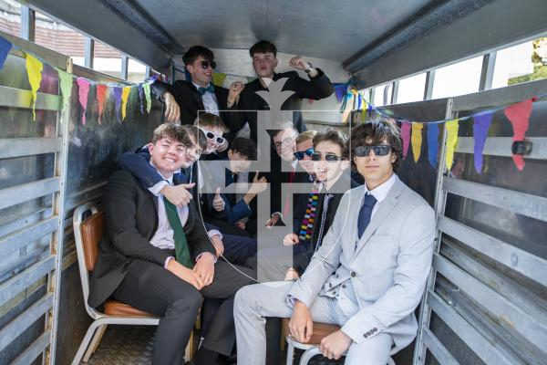 Picture by Luke Le Prevost. 26-05-23.
Grammar School Sixth Form Centre Prom at St Pierre Park Hotel. Boys arrived in a animal trailer