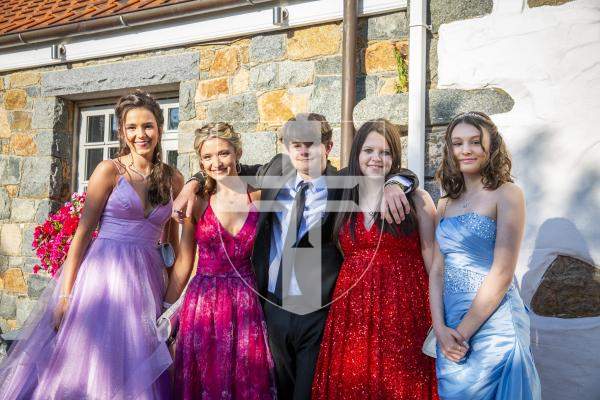 Picture by Luke Le Prevost. 23-06-23.
Les Beaucamps High School Prom 2023 at The Farmhouse Hotel. L-R Angel Perkins (15), Leanne Sarre (15), Axl Martel (15), Alarna Holden (16) and Emily Hemming (15)