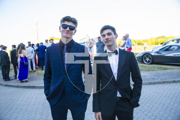 Picture By Peter Frankland. 06-07-23 St. Sampson's High Prom at Peninsula Hotel. L-R - Stevie Carre and Ryan Cook.
