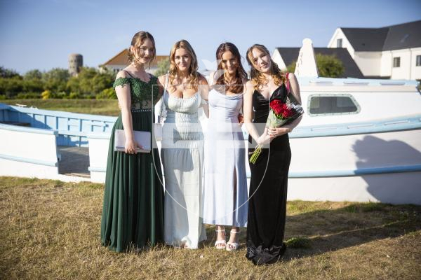 Picture By Peter Frankland. 06-07-23 St. Sampson's High Prom at Peninsula Hotel. L-R - Holly Le Maitre, Daisy Fellows, Lisa Setters and Hallie Lancaster.