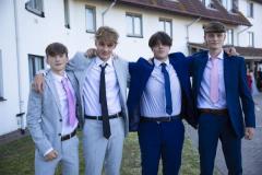Picture By Peter Frankland. 06-07-23 St. Sampson's High Prom at Peninsula Hotel. L-R - Mason Prigent, Harry Heaume, Ethan Le Page and Auryn Le Tissier.