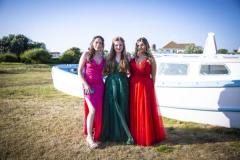 Picture By Peter Frankland. 06-07-23 St. Sampson's High Prom at Peninsula Hotel. L-R - Ella Pipet, Emma Battle and Eleanor Crocker.
