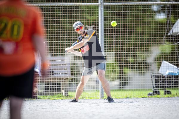 Picture by Peter Frankland. 10-08-24 Softball at Beau Sejour. All Division Knockout. Eagles Black (Black) v Pythons (Orange).