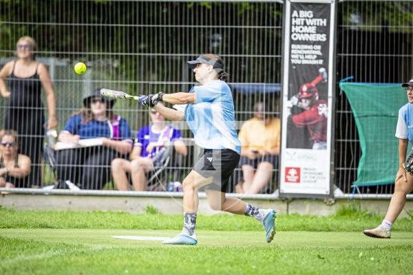 Picture by Peter Frankland. 10-08-24 Softball at Beau Sejour. All Division Knockout. Tomahawks v Hurricanes. (Tomahawks batting)