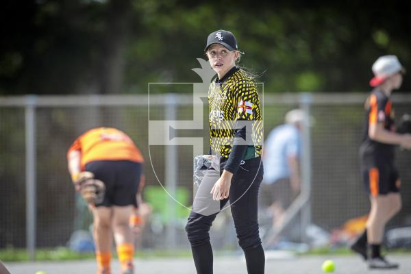 Picture by Peter Frankland. 10-08-24 Softball at Beau Sejour. All Division Knockout. Eagles Black (Black) v Pythons (Orange).