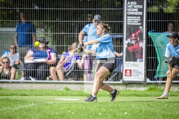 Picture by Peter Frankland. 10-08-24 Softball at Beau Sejour. All Division Knockout. Tomahawks v Hurricanes. (Tomahawks batting).