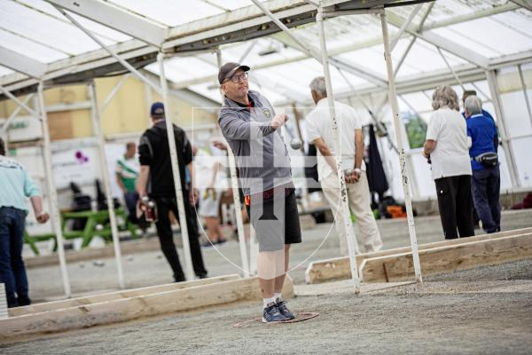 Picture by Sophie Rabey.  08-09-24.  Petanque Open action.
Alan Lahiffe (Jersey).