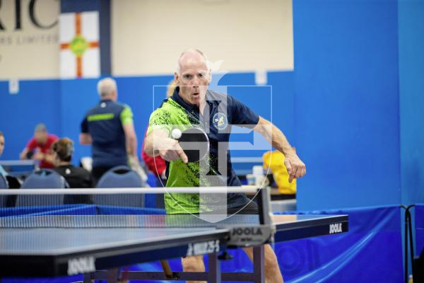 Picture by Peter Frankland. 13-09-24 Table Tennis - Veterans Home Nations 2024 Championships. Craig Dunning (O60s) v Jersey.