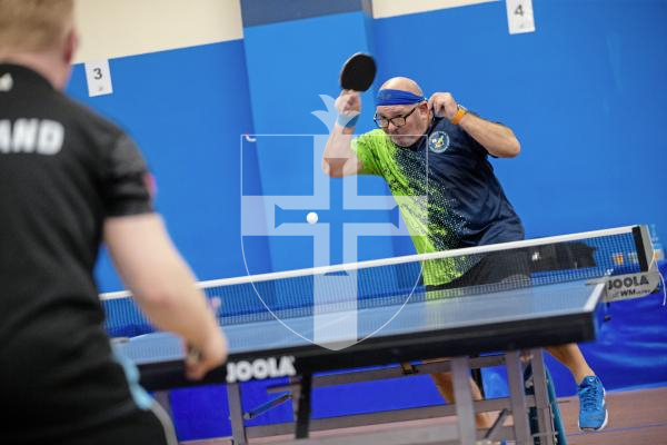 Picture by Peter Frankland. 13-09-24 Table Tennis - Veterans Home Nations 2024 Championships. Ian Le Page (O50s) v Ireland.