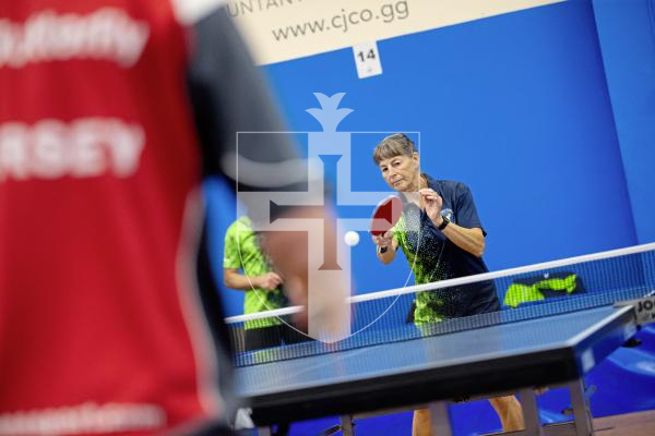 Picture by Peter Frankland. 13-09-24 Table Tennis - Veterans Home Nations 2024 Championships. Kay Chivers in the O60s v Jersey.