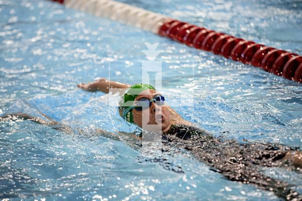 Picture by Sophie Rabey.  05-10-24.  GASA 100m Championships 2024 at St Sampsons High School.
Female 9 & Over 100SC Meter Backstroke.
Megan Blumsom.