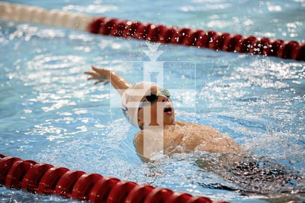 Picture by Sophie Rabey.  05-10-24.  GASA 100m Championships 2024 at St Sampsons High School.
Open/Male 9 & Over 100 SC Meter Backstroke.
James Hamilton.