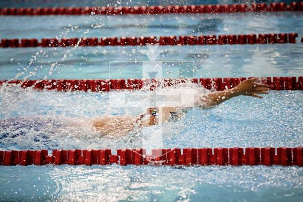 Picture by Sophie Rabey.  05-10-24.  GASA 100m Championships 2024 at St Sampsons High School.
Open/Male 9 & Over 100 SC Meter Backstroke.
Joshua Dunning.