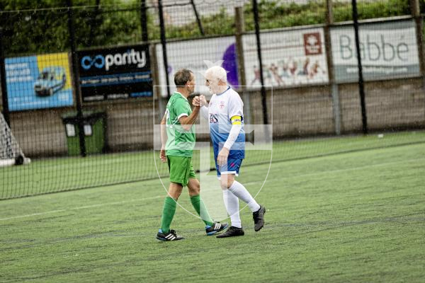 Picture by Sophie Rabey.  06-06-25.  Walking Football at KGV.  Guernsey Select vs England 0ver75s.