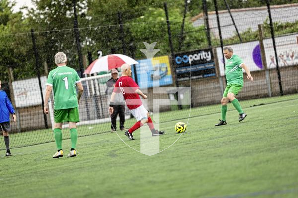 Picture by Sophie Rabey.  06-06-25.  Walking Football at KGV.  Guernsey Select vs England 0ver75s.
