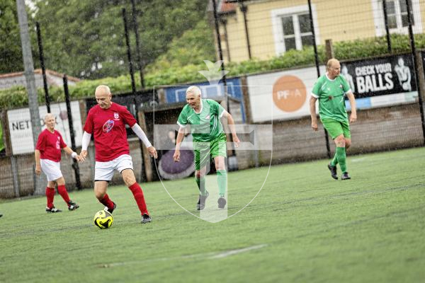 Picture by Sophie Rabey.  06-06-25.  Walking Football at KGV.  Guernsey Select vs England 0ver75s.
