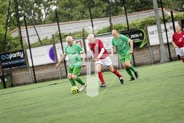 Picture by Sophie Rabey.  06-06-25.  Walking Football at KGV.  Guernsey Select vs England 0ver75s.
