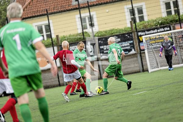 Picture by Sophie Rabey.  06-06-25.  Walking Football at KGV.  Guernsey Select vs England 0ver75s.