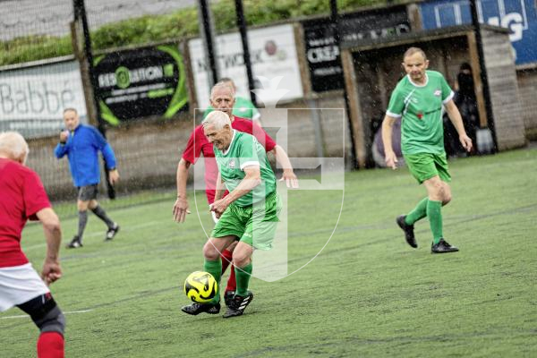 Picture by Sophie Rabey.  06-06-25.  Walking Football at KGV.  Guernsey Select vs England 0ver75s.