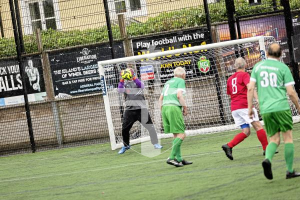 Picture by Sophie Rabey.  06-06-25.  Walking Football at KGV.  Guernsey Select vs England 0ver75s.