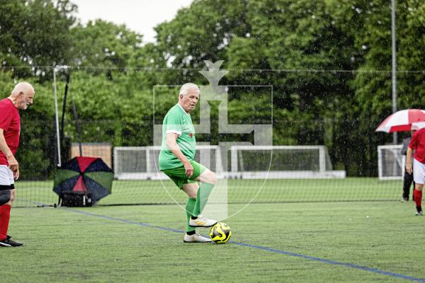 Picture by Sophie Rabey.  06-06-25.  Walking Football at KGV.  Guernsey Select vs England 0ver75s.