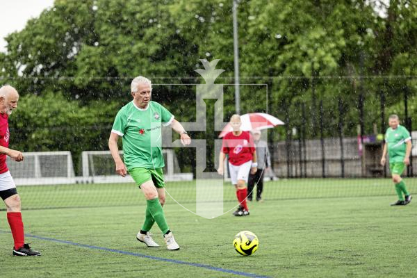 Picture by Sophie Rabey.  06-06-25.  Walking Football at KGV.  Guernsey Select vs England 0ver75s.
