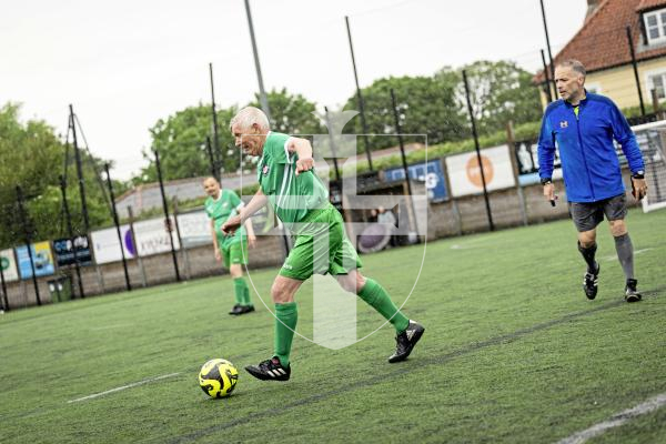 Picture by Sophie Rabey.  06-06-25.  Walking Football at KGV.  Guernsey Select vs England 0ver75s.