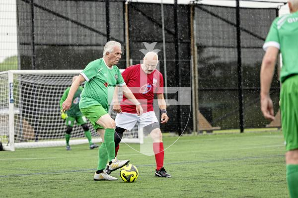 Picture by Sophie Rabey.  06-06-25.  Walking Football at KGV.  Guernsey Select vs England 0ver75s.