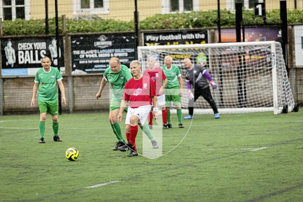 Picture by Sophie Rabey.  06-06-25.  Walking Football at KGV.  Guernsey Select vs England 0ver75s.