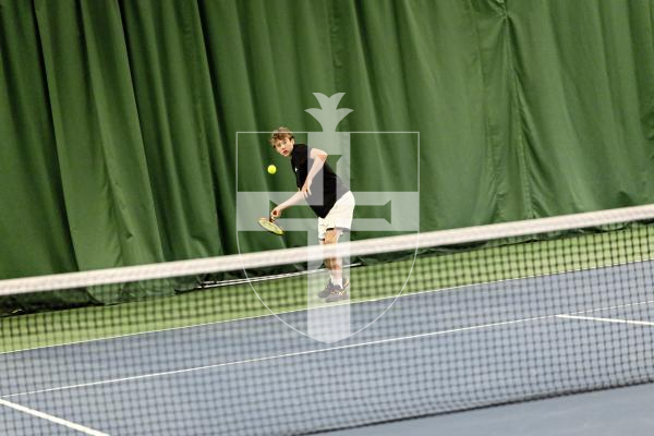 Picture by Sophie Rabey.  22-07-25.  BNP Paribas Guernsey Open Tennis.
U16s - Xander Clode vs Bertie Mcclean (pictured).
