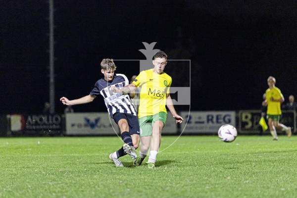 Picture by Sophie Rabey.  30-09-25.  Football action at Blanche Pierre Lane - Vale Rec vs Saints.