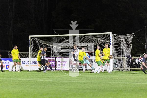 Picture by Sophie Rabey.  30-09-25.  Football action at Blanche Pierre Lane - Vale Rec vs Saints.