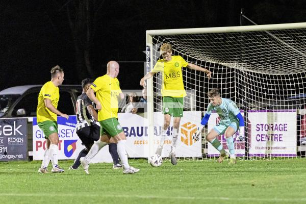 Picture by Sophie Rabey.  30-09-25.  Football action at Blanche Pierre Lane - Vale Rec vs Saints.
