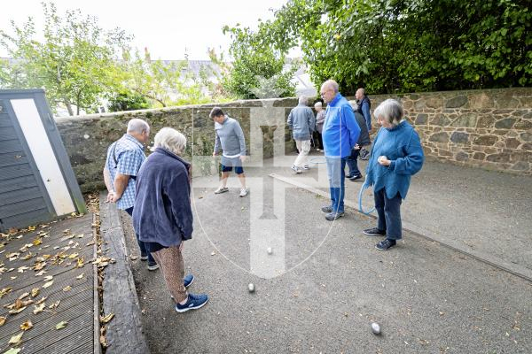 Picture by Sophie Rabey.  10-10-25.  Parkinsons Guernsey held a Petanque Session at the college field for people to give the game a go.