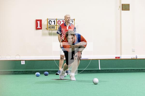 Picture by Sophie Rabey.  11-10-25.  World Singles Bowls qualifiers at Guernsey Indoor Bowls Stadium.
Sam King.