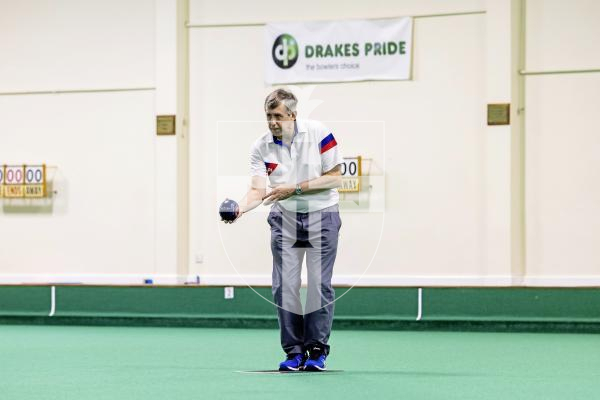 Picture by Sophie Rabey.  11-10-25.  World Singles Bowls qualifiers at Guernsey Indoor Bowls Stadium.
Paul Merrien.